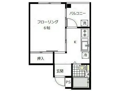 紙谷ハイツ(1K/2階)の間取り写真