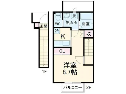 アンフィールド妙典(ワンルーム/2階)の間取り写真