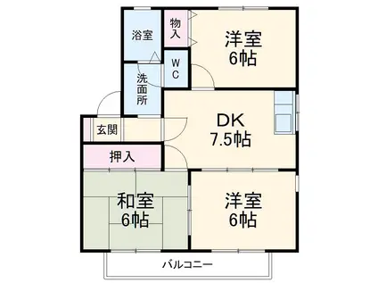 リバーサイド北小杉(3DK/2階)の間取り写真
