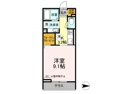 ルミエール本厚木(1K/1階)の間取り写真