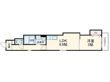 クリエオーレ蛍池3(1LDK/2階)の間取り写真