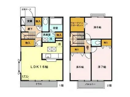 武笠テラスハウス D(3LDK)の間取り写真