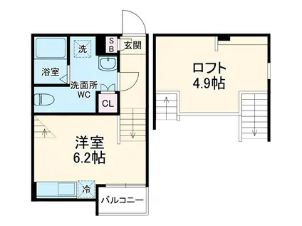 ランドスクエア須ヶ口(ワンルーム/1階)の間取り写真