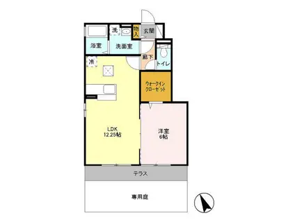 ライオンハーテッド A(1LDK/1階)の間取り写真