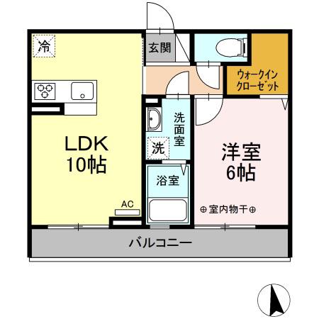 ETERNA東本町Ⅰ(1LDK/2階)の間取り写真