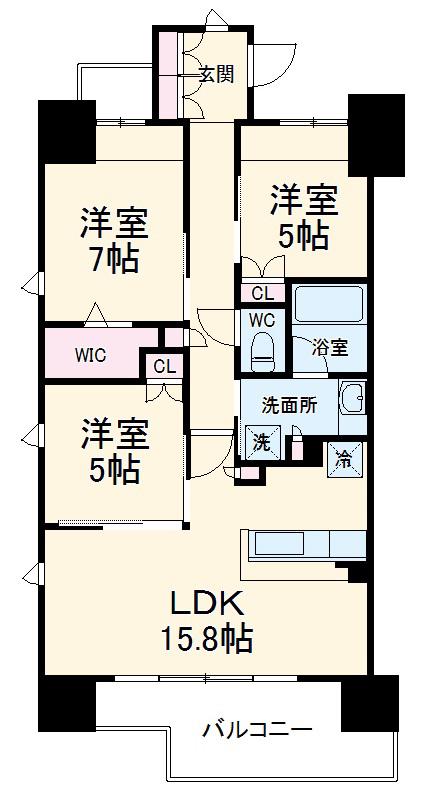 プレミスト鍛冶町801(3LDK/8階)の間取り写真