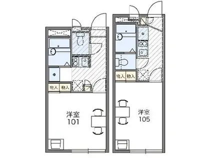 レオパレスIRON(1K/1階)の間取り写真