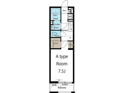 リブリ・メイオール(1K/2階)の間取り写真