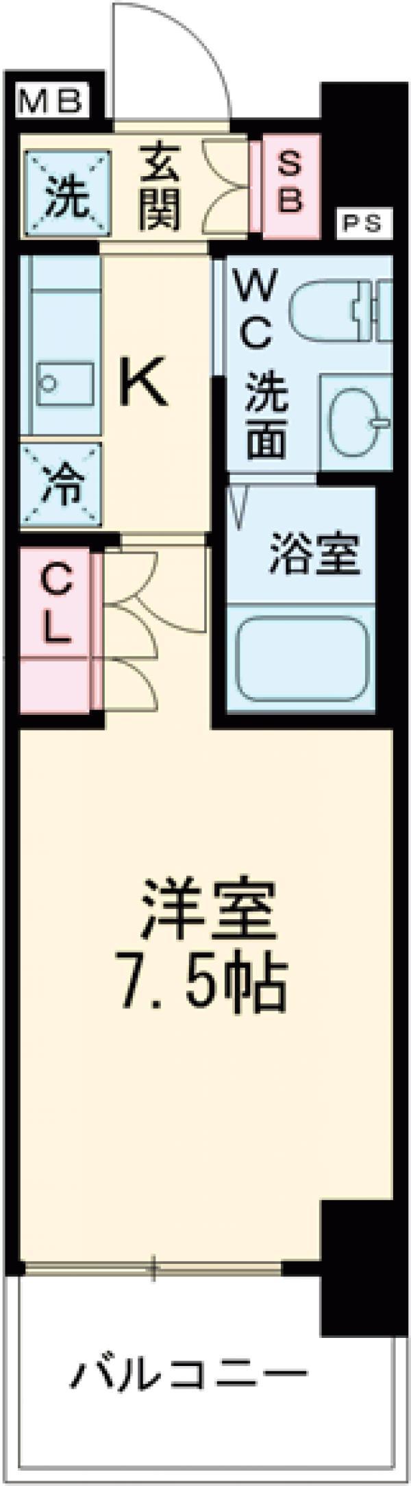 LADOUCEURお花茶屋Ⅰ(1K/5階)の間取り写真