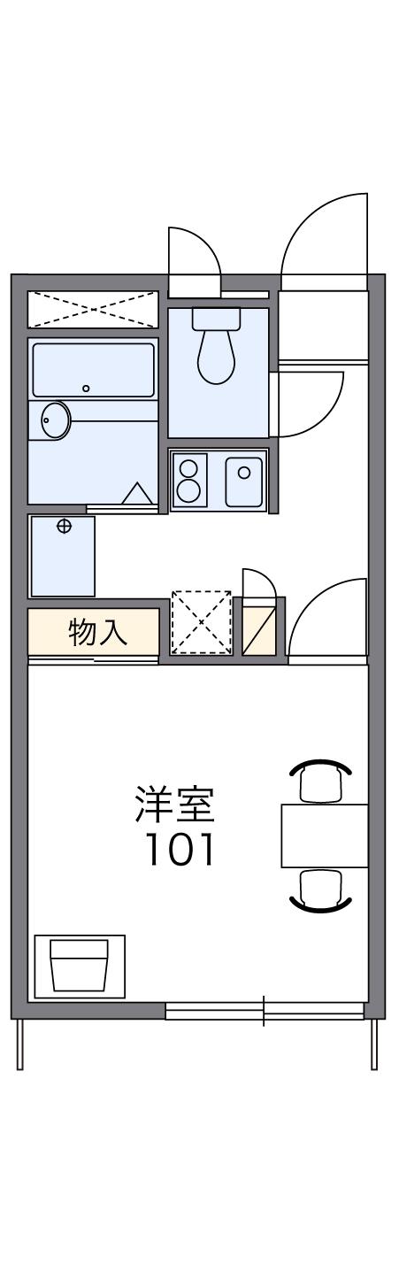 レオパレスMKⅢ(1K/2階)の間取り写真