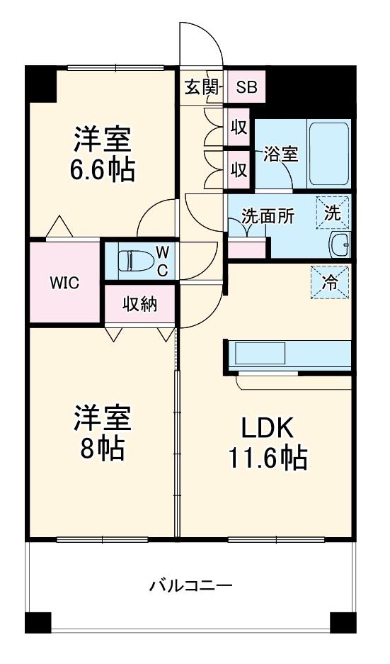 ラ・クールさいたま(2LDK/11階)の間取り写真