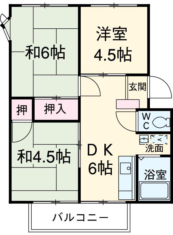 サンヴィレッジ綾瀬C棟(3DK/2階)の間取り写真
