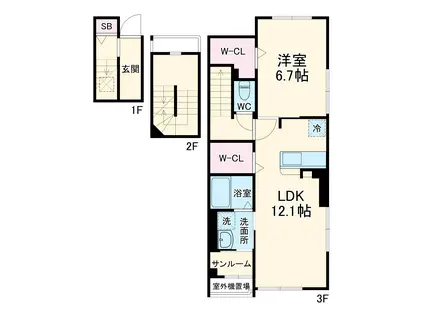 パッセロ(1LDK/3階)の間取り写真