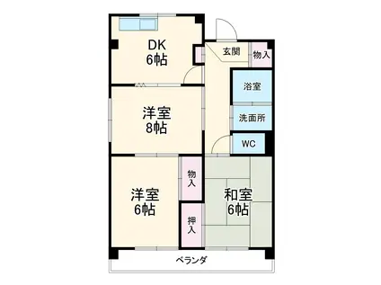 コープ宮後マンションB棟(3DK/7階)の間取り写真