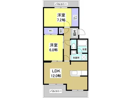 アバンテ・ヤマカ(2LDK/3階)の間取り写真