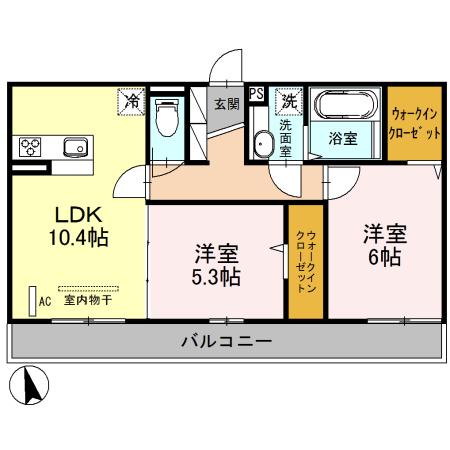 ロイヤル飛鳥Ⅰ(2LDK/3階)の間取り写真