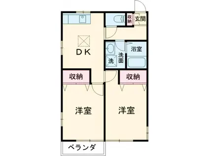 ツインコート高尾(2DK/1階)の間取り写真