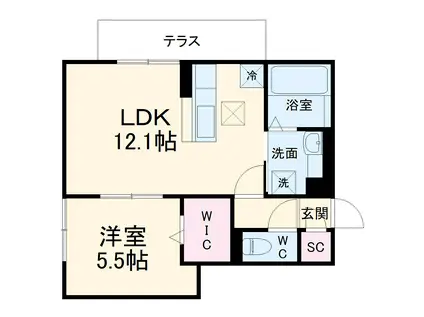 アグレイド北桜塚(1LDK/2階)の間取り写真
