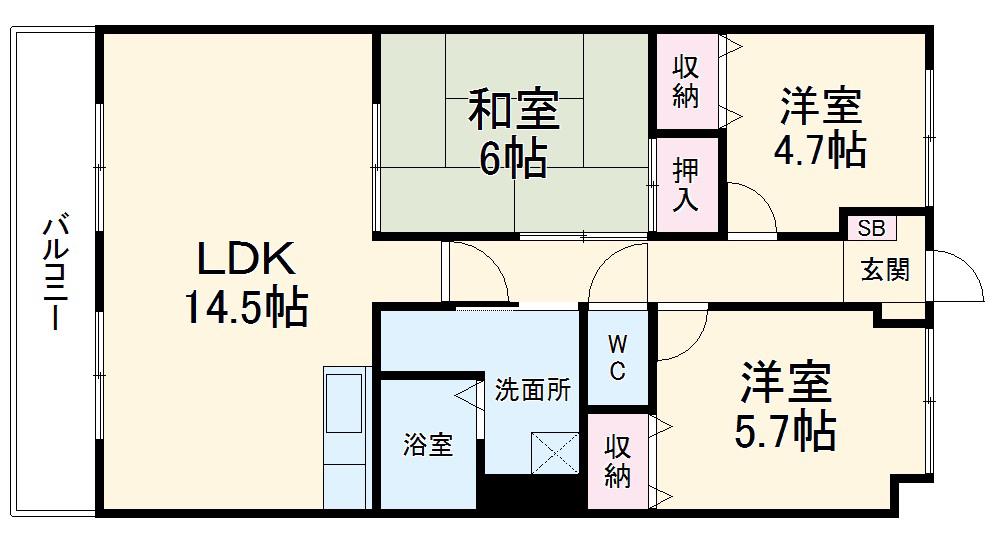 ハイツ シャルマン 2(3LDK/1階)の間取り写真