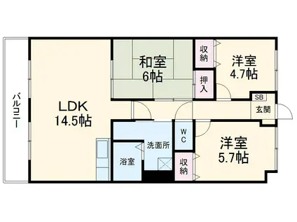 ハイツ シャルマン 2(3LDK/1階)の間取り写真