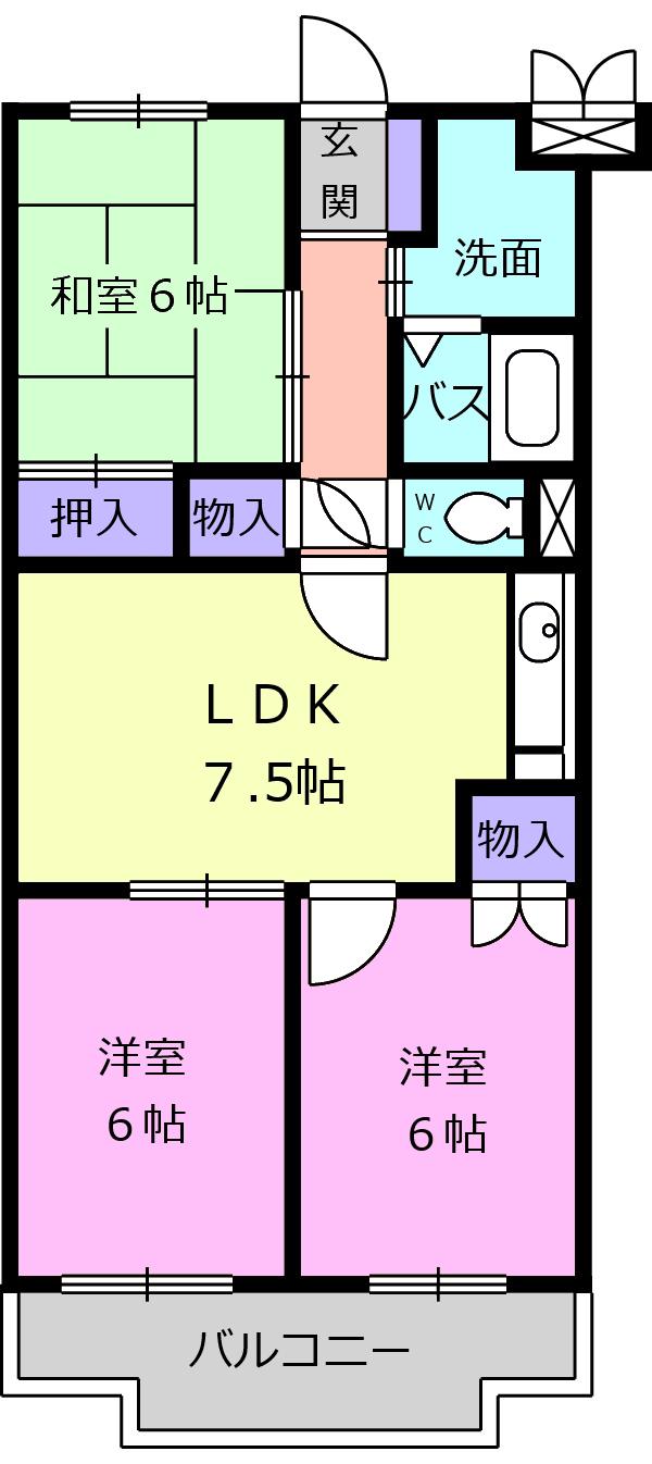ハイツ シャルマン 2(3LDK/2階)の間取り写真