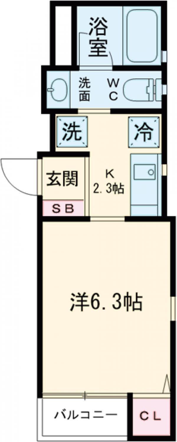 鳩ポッポ(1K/2階)の間取り写真