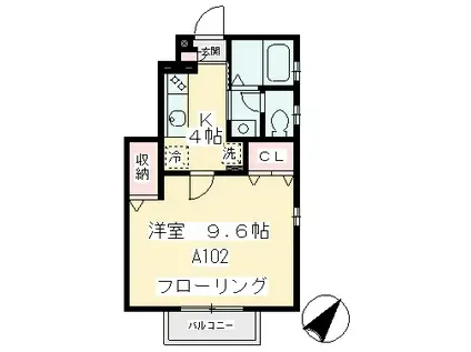 パ-シモンガーデンサエキA(1K/1階)の間取り写真