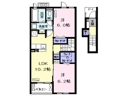 シャルマンカーラA(2LDK/2階)の間取り写真