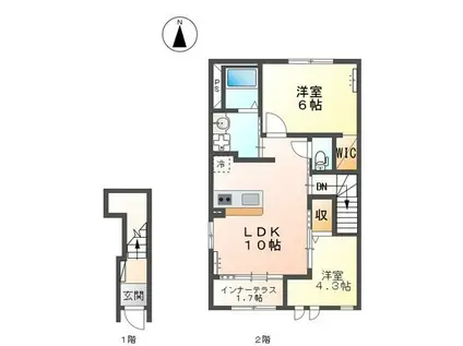 トリムガーデン(2LDK/2階)の間取り写真