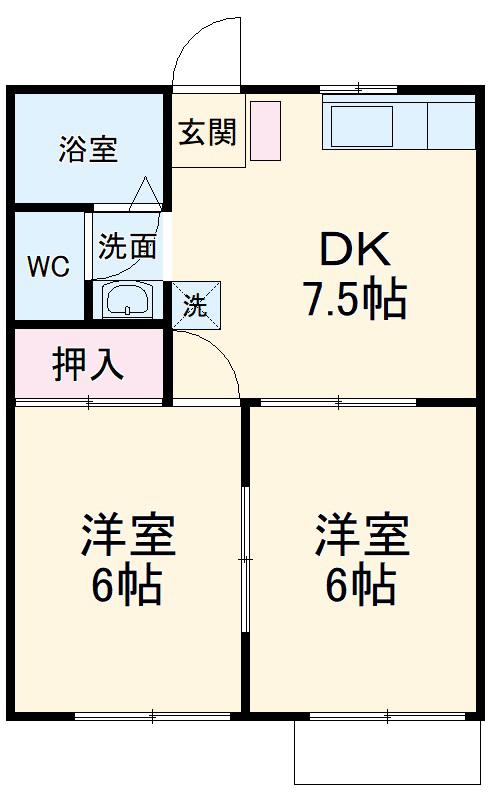 パウゼ幕張Ⅱ(2DK/1階)の間取り写真