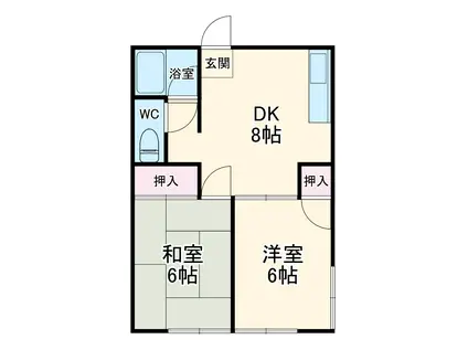 長谷川アパート(2DK/2階)の間取り写真