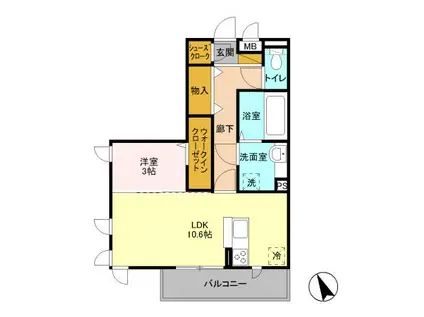 カーサ フェリーチェ(1LDK/2階)の間取り写真