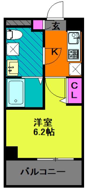 クレヴィスタ綾瀬(1K/2階)の間取り写真