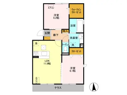 マ・メゾンⅡ(2LDK/2階)の間取り写真