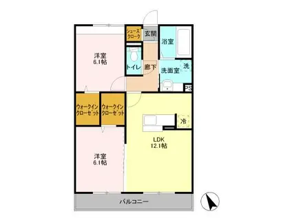 アルカディア A棟(2LDK/3階)の間取り写真