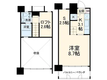 ドゥーエ新丸子(ワンルーム/2階)の間取り写真