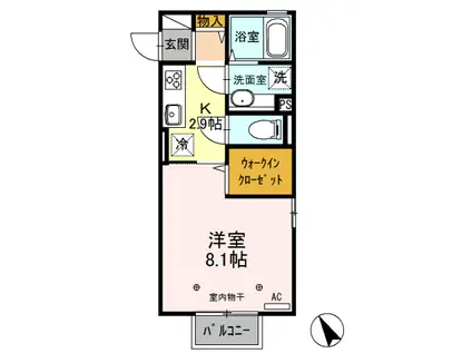 アピオン(1K/2階)の間取り写真