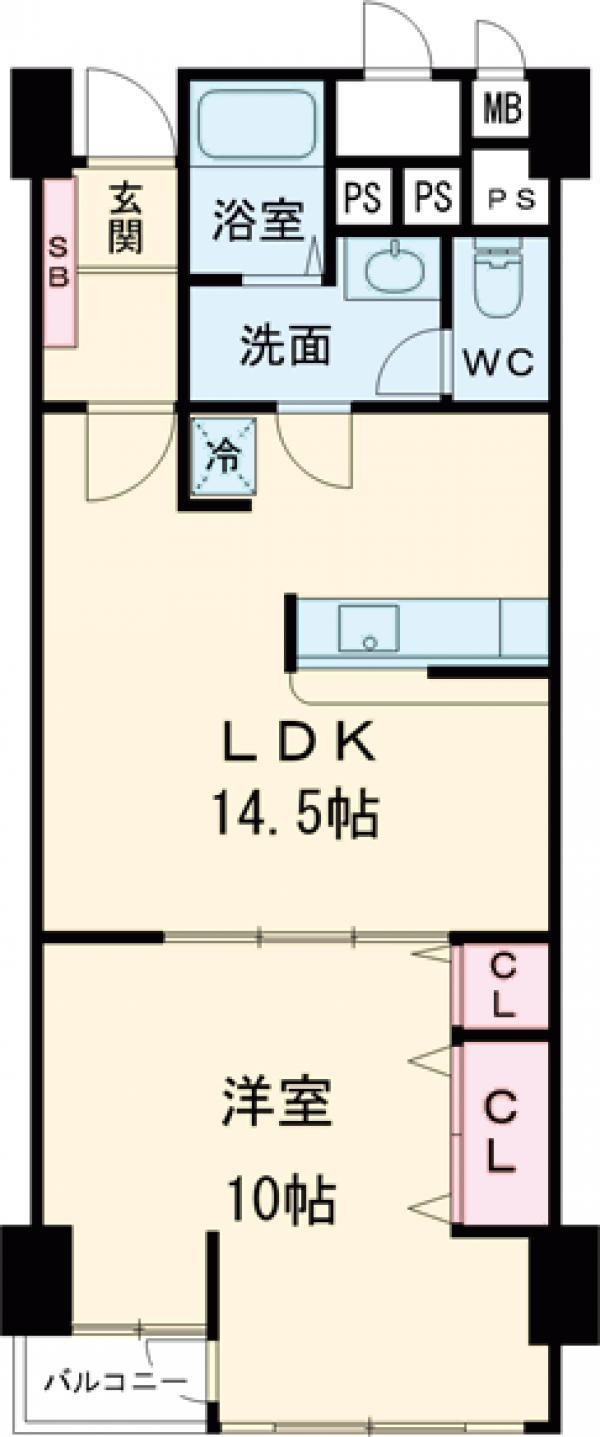 山王スカイマンション(1LDK/7階)の間取り写真