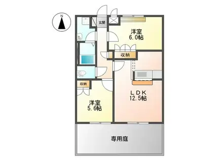 グリーンパークC(2LDK/1階)の間取り写真