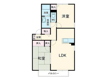 エクセル B棟(2LDK/2階)の間取り写真