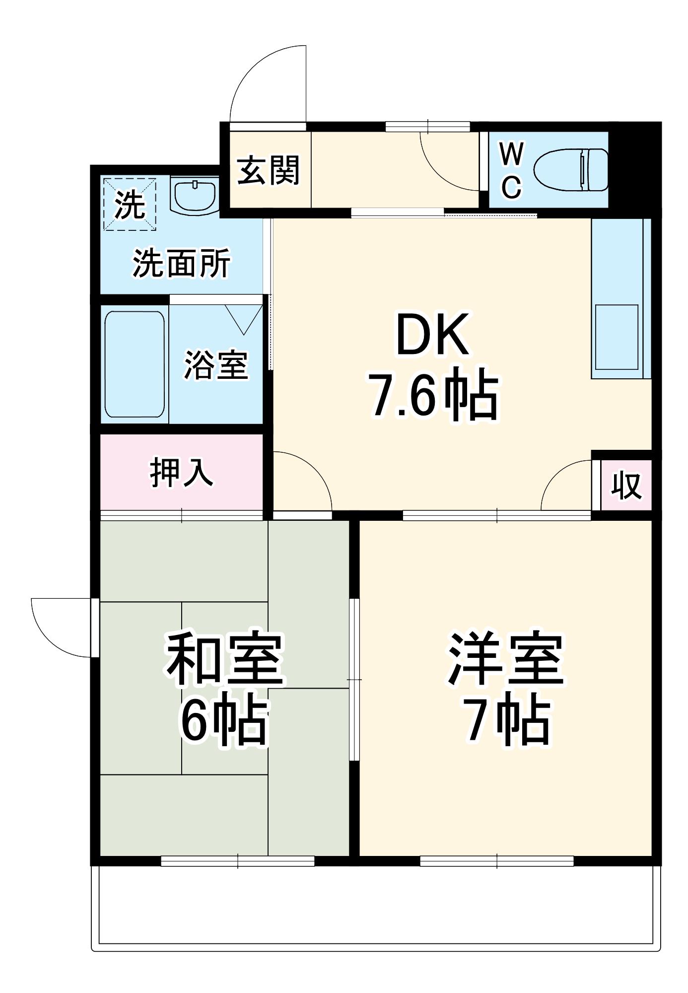 フォルス船橋3(2DK/1階)の間取り写真