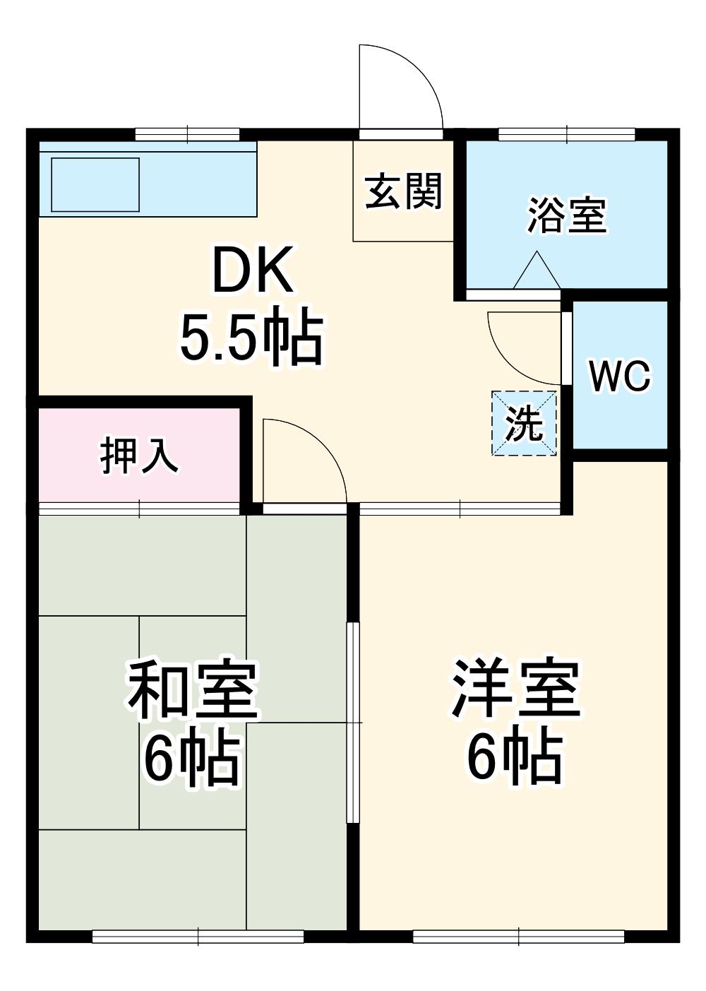 ホワイトゲーブル(2DK/1階)の間取り写真