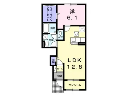 ル・ソレイユⅠ(1LDK/1階)の間取り写真