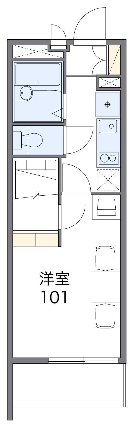 レオパレスゆうなぎ(1K/2階)の間取り写真