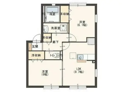 さくらハイツ(2LDK/1階)の間取り写真