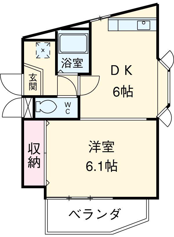 ヒルトップパレス(1LDK/4階)の間取り写真