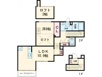 アルタイル(1LDK/2階)の間取り写真