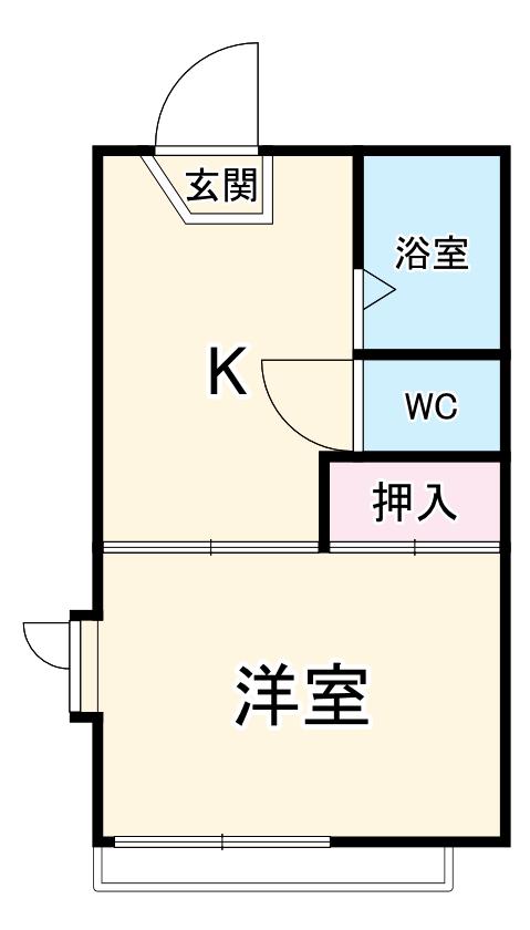 ビーバレーM2(1DK/2階)の間取り写真