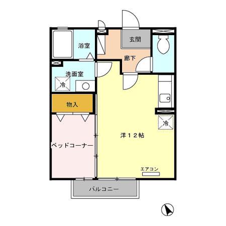 リヴェールタキ(1LDK/2階)の間取り写真