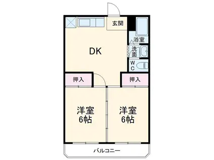 三の丸ブルーハイム(2LDK/2階)の間取り写真